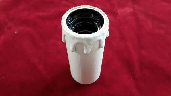 E27 3 part white lamp holder and candle tube white drip card to fit 95mm x 39mm 