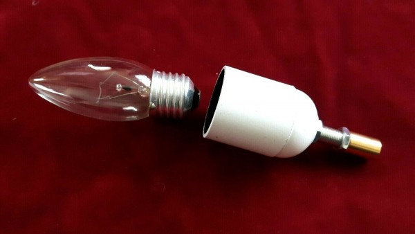 E27 3 part white lamp holder and candle tube white drip card to fit 95mm x 39mm 