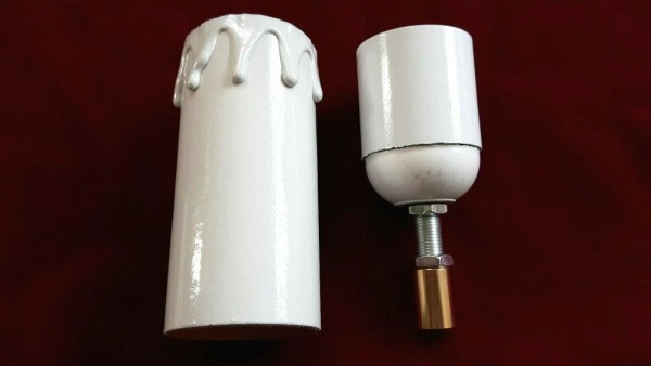 E27 3 part white lamp holder and candle tube white drip card to fit 95mm x 39mm 