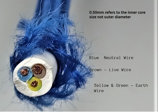 Round Braided 3 Core Period Silk Flex Royal Blue 0.50mm Electric Cable Wire