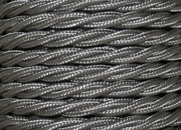 Grey Twist Braided 3 Core Electrical Cable 0.75mm x 100 Metres