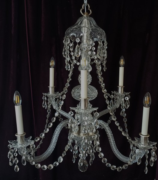 Perry And Co Cut Glass And Crystal Chandelier Early 20th Century