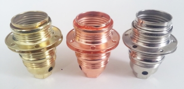 Copper E14 bulb holder - lamp holder 3 part plus 2 shade rings 10mm thread 