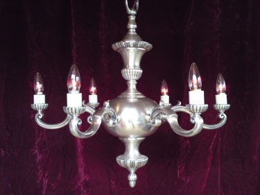 early 20th century silvered bronze 6 arm chandelier