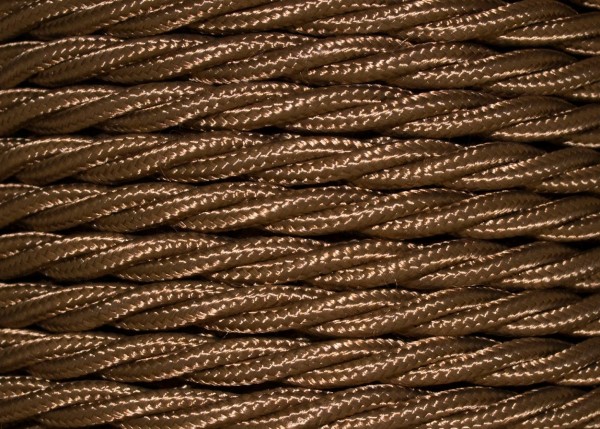 Braided 3 core silk flex lighting cable havana gold 0.75mm
