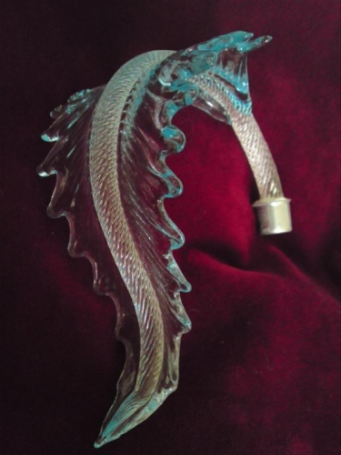 Murano vintage chandelier part Blue Leaf Arm