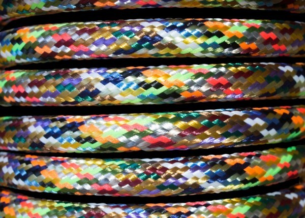 100 METRES of 3 CORE ROUND OVERBRAID MULTICOLOURED ELECTRIC FLEX 0.50MM 