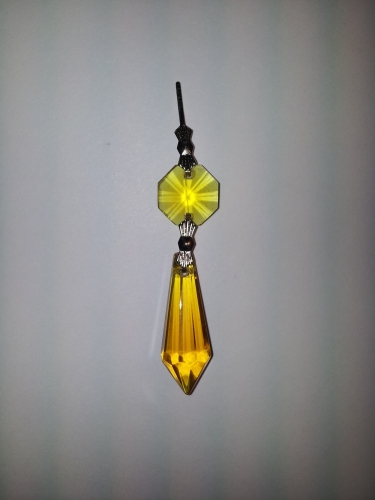 Amber Glass Chandelier Drop and Button