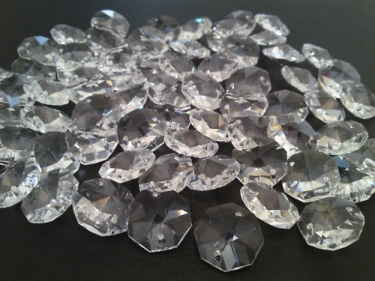 Clear Octagon Crystal Buttons 20mm 