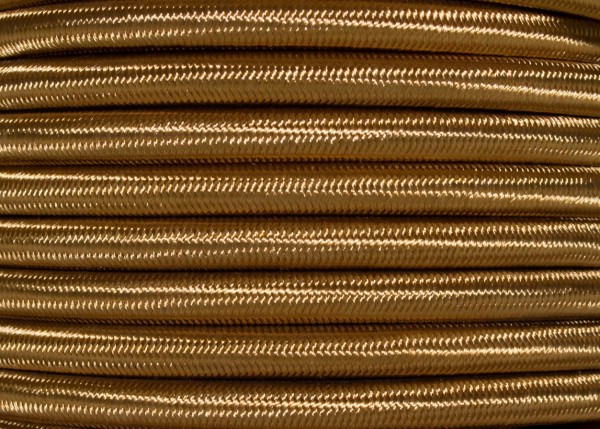 ROUND OVERBRAID 3 CORE FLEX ELECTRIC LIGHTING CABLE PERIOD CORD OLD GOLD 0.50 MM