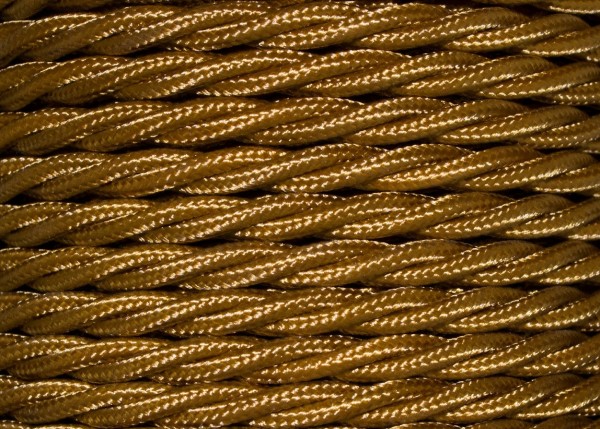 BRAIDED 2 CORE FLEX CHANDELIER CABLE OLD GOLD 0.75MM