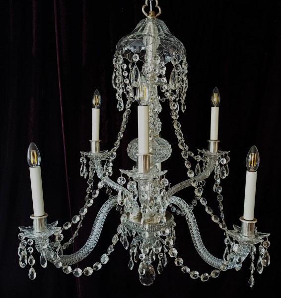Perry And Co Cut Glass And Crystal Chandelier Early 20th Century