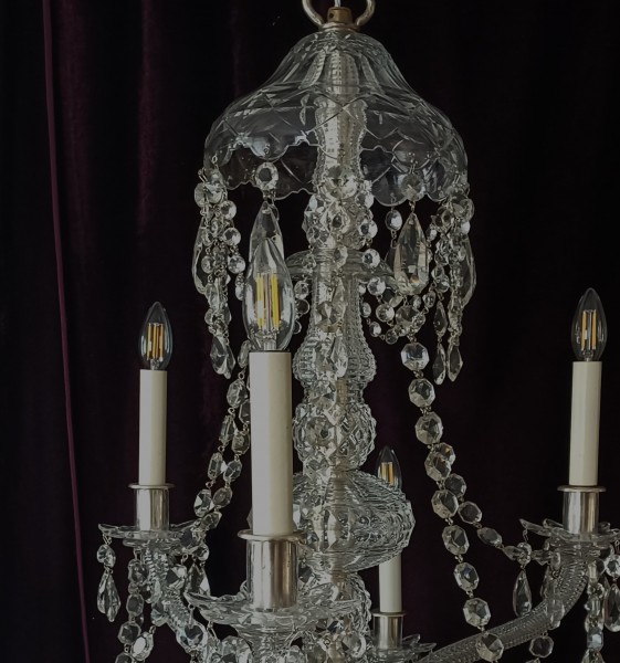 Perry And Co Cut Glass And Crystal Chandelier Early 20th Century