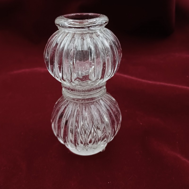 Clear Ribbed Glass Chandelier Stem