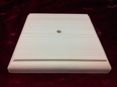 Raw pine wooden pattress square 10mm centre hole 150mm width