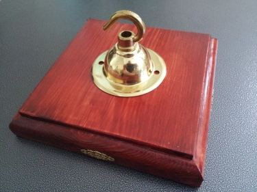 Red mahogany style wooden pattress square with brass hook plate
