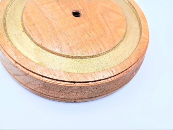 Round pattress European oak with brush gold inlay 215mm width