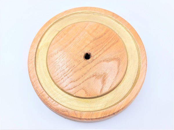 Round pattress European oak with brush gold inlay 215mm width