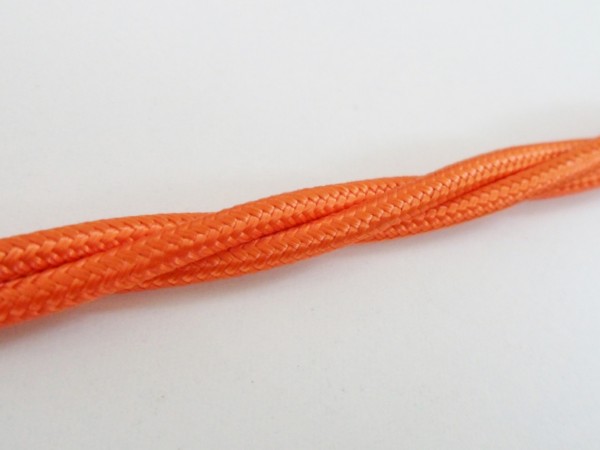 Braided 3 core silk flex lighting cable orange 0.75mm