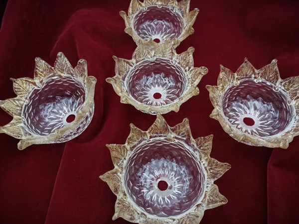 Set of 5 vintage Murano Chandelier clear and gold glass SOLD