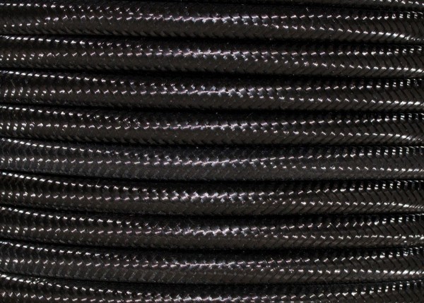 3 Core Round Black PVC Overbraid  Electric Cable 0.50mm Pack of SHORT LENGTHS