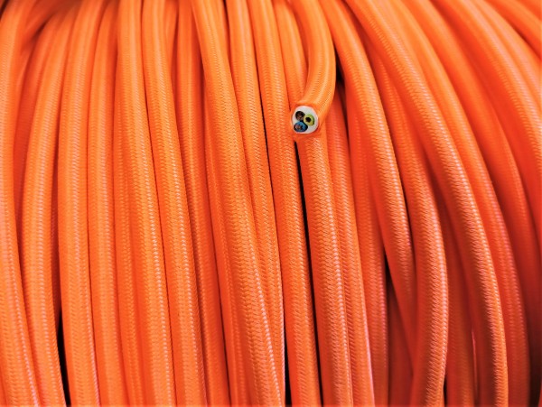 ROUND OVERBRAID 3CORE SILK FLEX CABLE IN ORANGE 0.50 MM