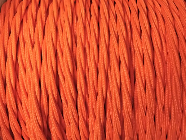 Braided 3 core silk flex lighting cable orange 0.75mm