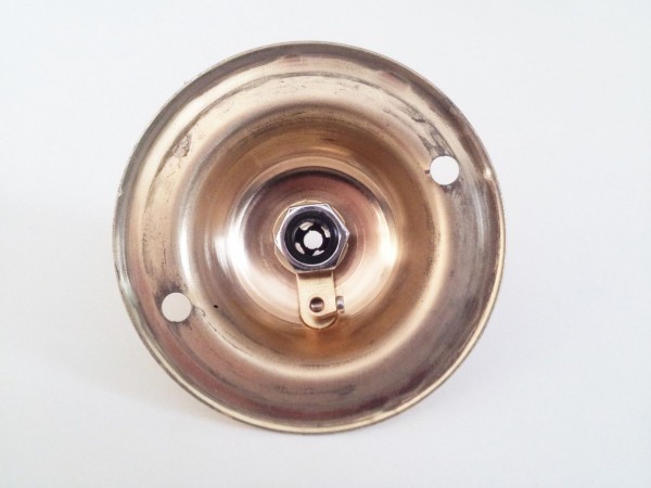 Brass or chrome ceiling dome plate with cord grip, earth tag and nut