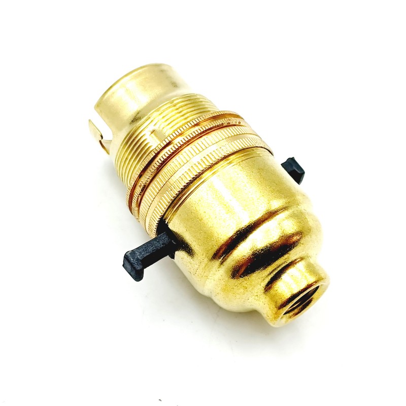B22 Switched lamp holder Bayonet cap Brass Finish 10mm base thread