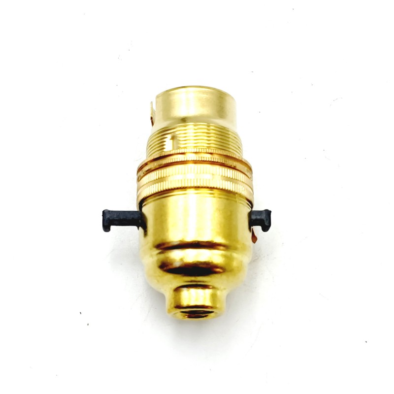 B22 Switched lamp holder Bayonet cap Brass Finish 10mm base thread
