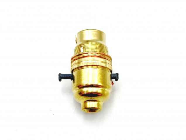 B22 Switched lamp holder Bayonet cap Brass Finish 10mm base thread