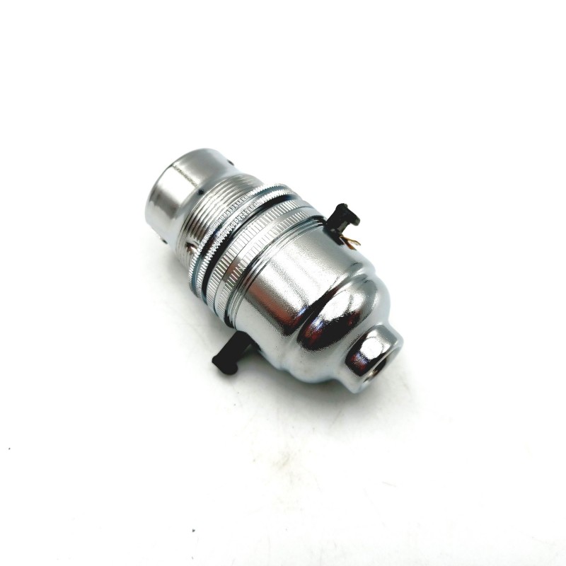 Switched lamp holder BC B22 chrome plated finish 10MM