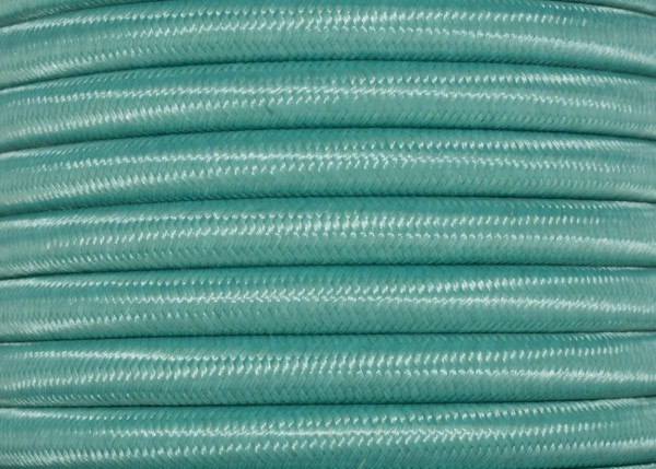 100 METRES of 3 CORE ROUND OVERBRAID TEAL ELECTRIC FLEX 0.50MM 