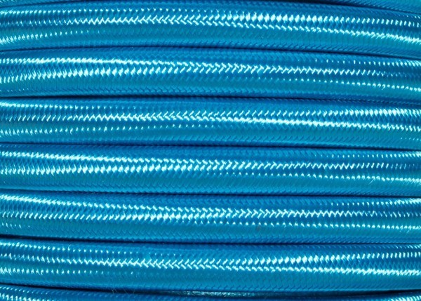 100 METRES of 3 CORE ROUND OVERBRAID TURQUOISE ELECTRIC FLEX 0.50MM 