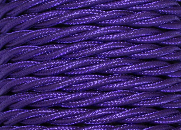 Purple Braided 3 Core Lighting cable 0.75mm 100 Metres