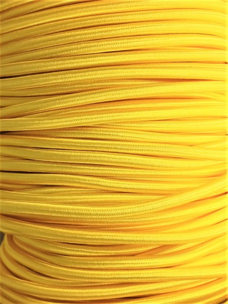 SILK BRAIDED 3 CORE ROUND FLEX ELECTRIC LIGHTING PERIOD CORD BUTTERCUP YELLOW 0.50 MM