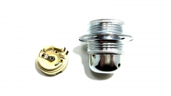 ES E27 Bulb lamp Holder 3 Part Plus Shade Rings In chrome Plated  