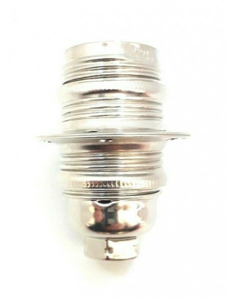 E14 bulb-lamp holder 3 part plus shade ring silver effect